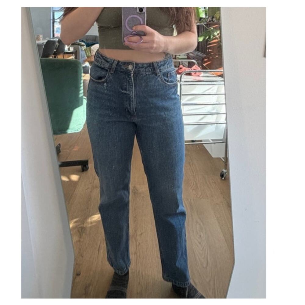 Zara Jeans Size 10 Medium Wash Mom Fit High Waisted - Picture 4 of 6